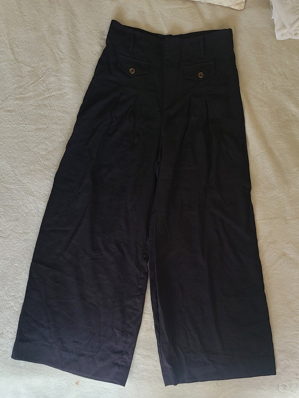 & Other Stories Black High-Waist Wide-Leg Chinos Size 8 Career Work wear